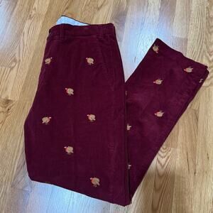 Castaway Nantucket Corduroy Pants Mens 34 UF Burgundy Turkey Preppy Chino RARE